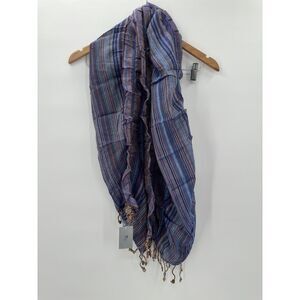 RAJ Scarf Anthropologie Accessory Sheer Boho Hippie Purple Blue‎ Fringe NEW